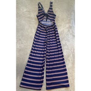 Live To Be Spoiled Jumpsuit Women Large Purple Pink‎ Pockets Wide Flare Leg